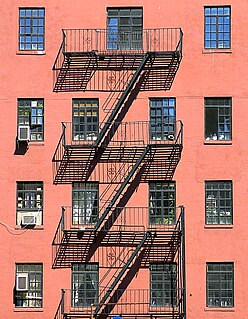 Fire escape emergency exit usually mounted to the outside of a building