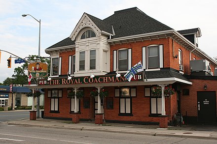 The Royal Coachman was the first business to fly the Flamborough Flag, Waterdown, 2011