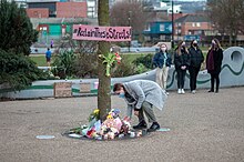 Flowers were laid at a vigil for Everard in Sheffield. Flowers at Sarah Everard Vigil in Sheffield.jpg