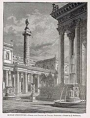 Reconstruction view of the Trajan's Forum (not the Roman Forum) from the German 1891 encyclopedia Joseph Kürschner (editor): “Pierers Konversationslexikon”.