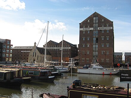 19th-century warehouses in Gloucester docks in the United Kingdom, originally used to store imported corn