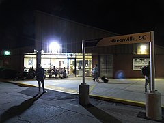 Greenville station at night in 2017