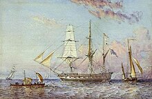 HMS Rattlesnake, painted by Sir Oswald Walters Brierly, 1853.