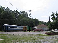 Calera, Alabama (formerly Wilton, Alabama) depot and excursion train at the Heart of Dixie Railroad Museum. HODIMG 3015.JPG