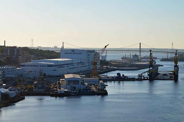 The Halifax Shipyard in 2015. Refits for Halifax-class frigates used by Maritime Forces Atlantic were completed at the shipyard in 2016.