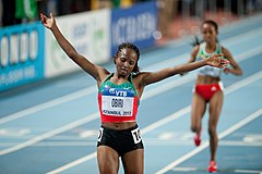 Hellen Onsando Obiri winning the 3000 metres.