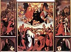 油画《海勒尔祭坛画》，1507-1509年，藏于法兰克福施泰德艺术馆、卡尔斯鲁厄国家美术馆