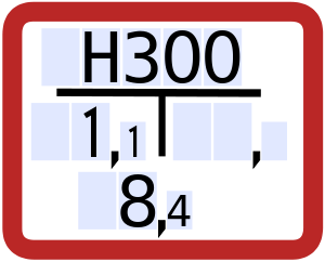 Hinweisschild für einen Hydranten mit einer DN-300-Leitung