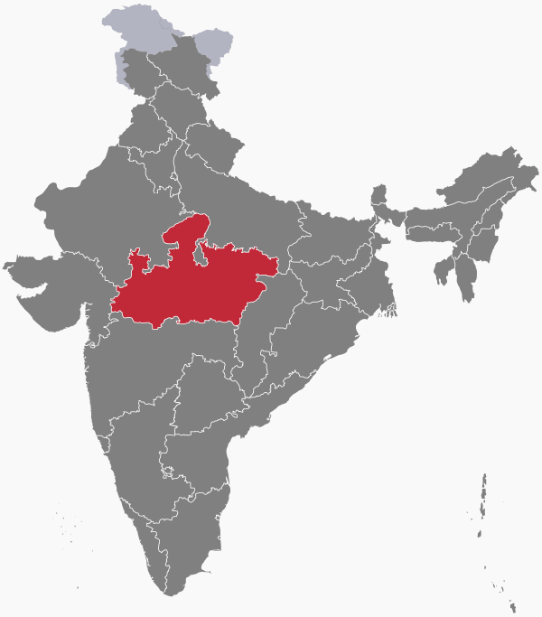 The map of India showing Madhya Pradesh
