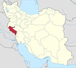 Ilams läge i Iran