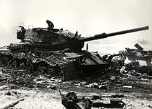 Wreckage of Israeli armor in the aftermath of one of the counterattacks. Israeli M60 wreckage.jpg