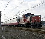 A diesel-hauled passenger train on JR-West, Japan