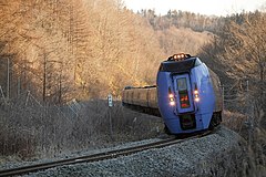 A DMU tilting train express Super Ozora in Japan JR Hokkaido Kiha 283 series 002.JPG