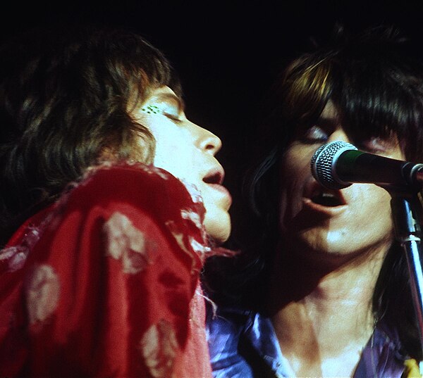 Jagger (left) and Richards (right) in June 1972 at Winterland in San Francisco