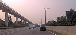 The elevated route is built parallel with the Jagorawi Toll Road. Jakarta-Bogor-Ciawi (JBC) Toll Road (Jalan Tol 2), August 2019 (8).jpg