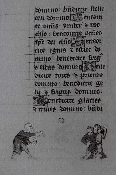 Earliest known picture of Jeu de Paume from a Book of Hours (c. 1300)