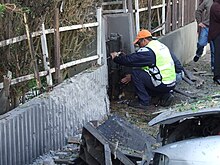 Repairs being made to water pipe after it was hit a by a rocket Kassam hit sderot.jpg