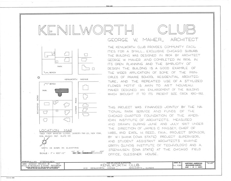 File:Kenilworth Club, 10 Kenilworth Avenue, Kenilworth, Cook County, IL HABS ILL,16-KENILL,1- (sheet 1 of 6).tif