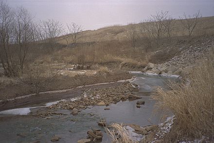Polluted Martin's Creek on the Kin-Buc Landfill Superfund site in Edison, New Jersey