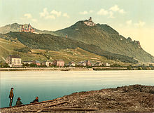 Königswinter and the Drachenfels. Postcard in Photochrom, around 1900.