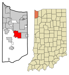 Lake County Indiana Incorporated and Unincorporated areas Crown Point Highlighted.svg