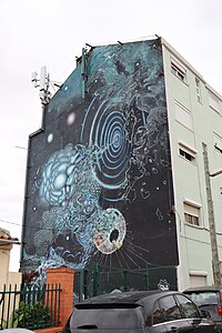 Mural by Mars One, RAM in Bairro da Liberdade Mars One, RAM 2018