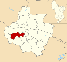 Location of Littleover ward Littleover ward in Derby 1979.svg