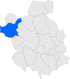 Kommunens läge på kartan över provinsen