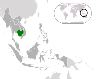Мапа показује позицију Камбоџе на мапи света