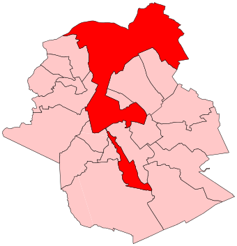 Die Stadt Brüssel (rot) in der Region Brüssel-Hauptstadt