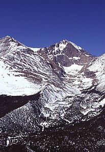 View of Longs Peak in Rocky Mountain National Park.