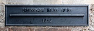 Münster, Historisches Rathaus, Preussische halbe Ruthe -- 2017 -- 9783 (crop).jpg