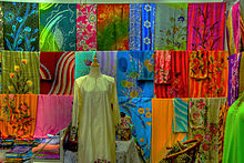A batik shop in Malaysia selling a variety of Malaysian batik Malaysian Batik shop.jpg