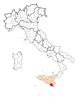 Karta över Italien med Provincia di Ragusa markerat