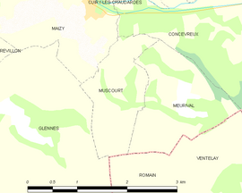 Mapa obce Muscourt