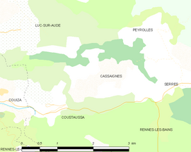 Mapa obce Cassaignes