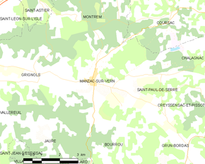 Poziția localității Manzac-sur-Vern