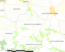 Mapa obce Saint-Sulpice-de-Pommiers