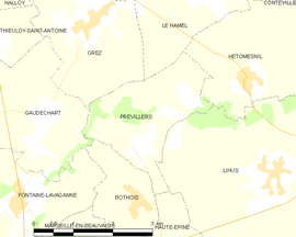 Mapa obce Prévillers