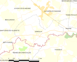 Mapa obce Geneslay