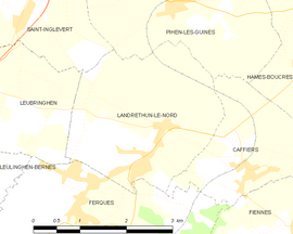 Mapa obce Landrethun-le-Nord