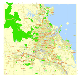 Mapa obszaru metropolitalnego Brisbane