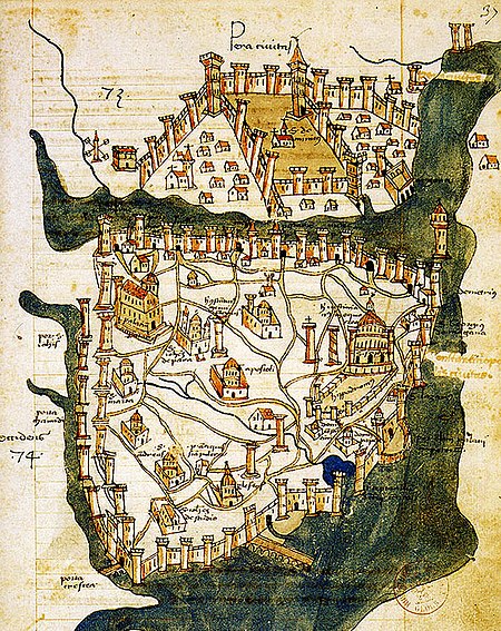 Map of Constantinople (1422) by Florentine cartographer Cristoforo Buondelmonte.jpg