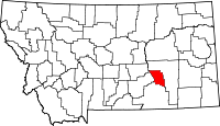 トレジャー郡の位置を示したモンタナ州の地図