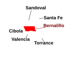 Map of Bernalillo County within New Mexico