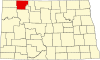 Map of North Dakota highlighting Burke County