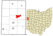 Mercer County Ohio incorporated and unincorporated areas Celina highlighted.svg