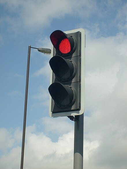 An LED 50 watt traffic light in Portsmouth, UK