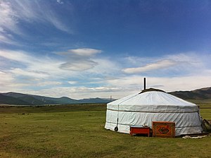 Mongolian yurt in steppe.jpg