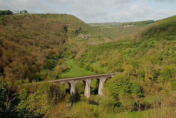 This view of Headstone Viaduct across Monsal Dale typifies the country through which the line passed